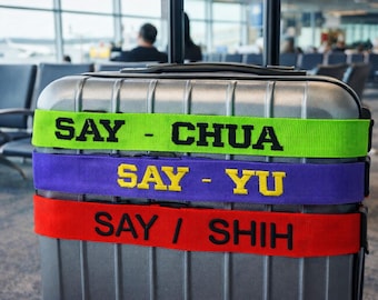 Cinghia per bagaglio personalizzata con ricamo, cintura per bagaglio personalizzata con nome, etichetta regolabile per bagaglio, accessori da viaggio