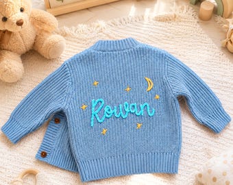Cardigan personalizzato in maglia per bambina, maglione per neonata con nome ricamato su misura, regalo per baby shower