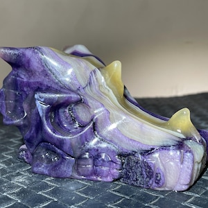 3.7&quot;Natural Fluorite skull,Fly Dragon skull, Quartz crystal Dragon skull,Hand carved,Home Decoration,Crystal healing,Crystal gift