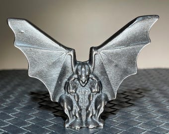Hand Carved Silver Obsidian Gargoyle Skull: Crystal Healing Decor (3.2"/40g