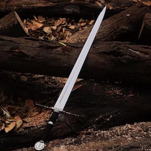 Handmade The Witcher 3 Sword-Geralt of Rivia’s Silver & Steel Replica Swords - Feline Viking Sword - Best Sword for Cosplay, Display, Gifts.