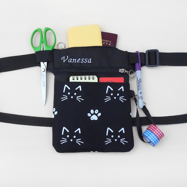 Cute Cats Drop Thigh Bag, WaterProof Hip Pack, Vet Nurse Graduate Pocket Organizer, Personalized Gift for Veterinarian