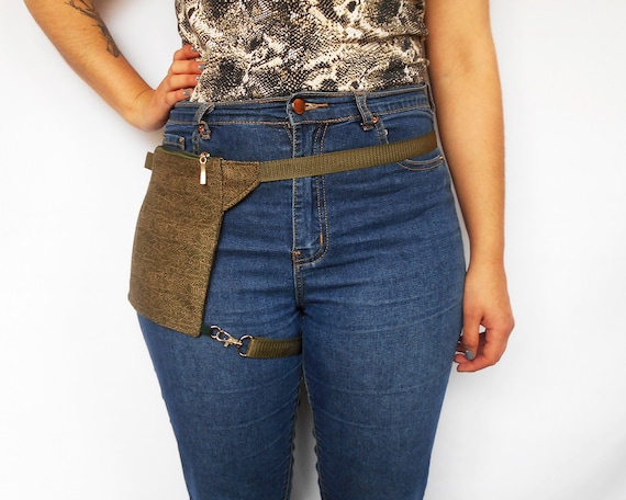 Green Thigh Bag Hidden Pocket Belt Phone Carrier Travel - Etsy Australia