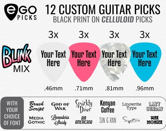 12 CUSTOM GUITAR PICKS - Celluloid - (Blink Mix)