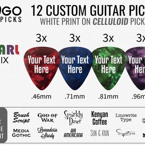 12 CUSTOM GUITAR PICKS - Celluloid - (Classic Pearl Mix)