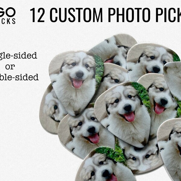 12 CUSTOM PHOTO PICKS  - Guitar picks with your favorite photo!