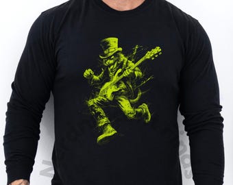 Rock Star Cat Guitar Player Unisex Graphic Tee, Funny Music Lover Gift