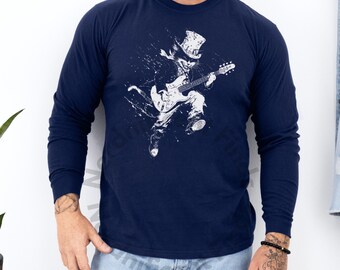 Funny Cat Guitarist Unisex Shirt: Rock Star Cat Art Tee