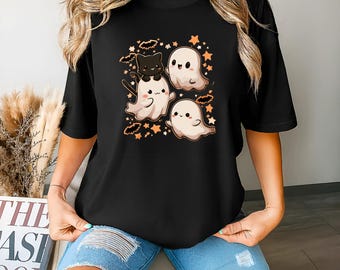Ghost Cat Halloween-shirt: Funny Cat Mama T-shirt