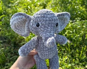 Handmade Crochet Elephant stuffed animal plushie.