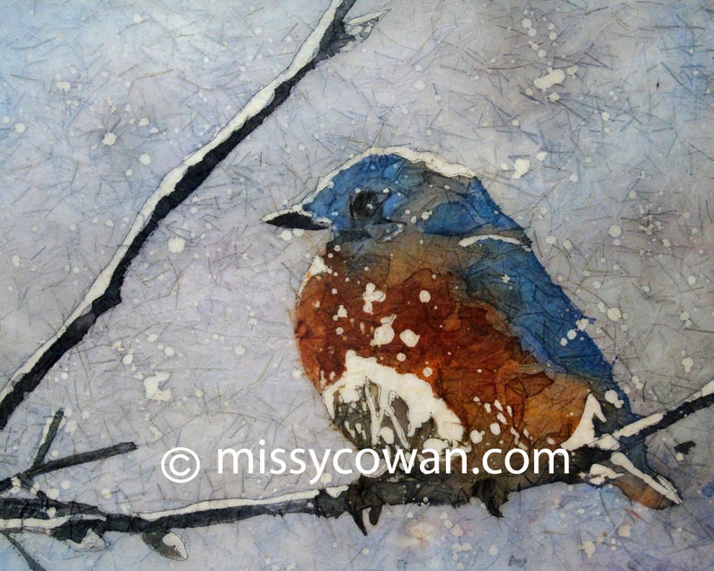 WINTER BLUEBIRD Giclee Print of Original Watercolor Painting image 1