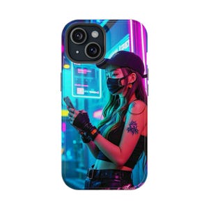 Vibrant Magnetic Phone Case, Cyberpunk Art Case, Trendy iPhone Case, Unique Gift for Gamers, Aesthetic Phone Protector