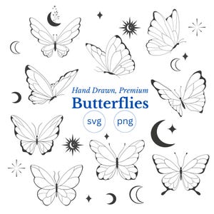 48 Borboleta svg linha arte desenhada à mão Borboleta Linha Arte Clipart Transparente, Borboleta svg Tatuagem de borboleta, Borboletas, Borboleta Svg, png