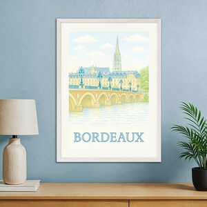 Poster della città di Bordeaux – Stampa artistica da parete della Francia in morbidi pastelli