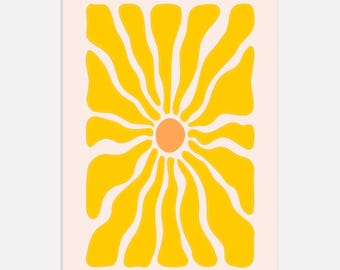 Yellow Flower Botanical Print: Modern Abstract Wall Art