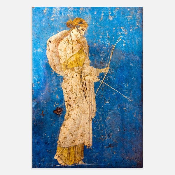 Pompeii Artemis Wall Fresco - Ancient Roman Art Print, Classical Mural Poster
