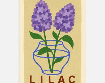 Lilac print, Flower Poster, Minimalist Wall Art, Botanical Decor, Modern Scandinavian