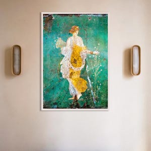Poster of Pompeii Flora Wall Fresco – Stabiae - Ancient Roman Painting Poster, with white wooden frame