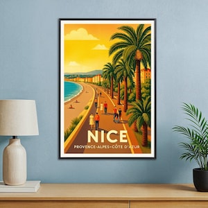 Nice, Art Print, French Riviera, Travel Poster, Wall Art Decor
