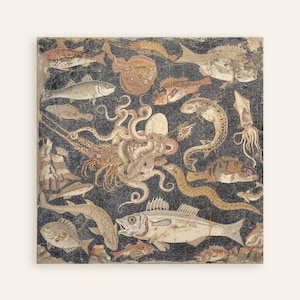 Pompeii mosaic print Roman sea creatures ancient marine life