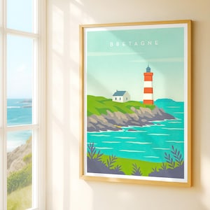 Póster de Bretaña / Impresión artística de viaje por la costa francesa / Decoración de pared