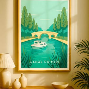 Canal du Midi Travel Poster, French Art Print, Wall Decor