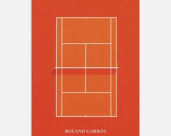 Roland Garros Poster - Minimal Clay Court Tennis Art Print