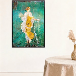 Poster of Pompeii Flora Wall Fresco – Stabiae - Ancient Roman Painting Poster, with metal frame