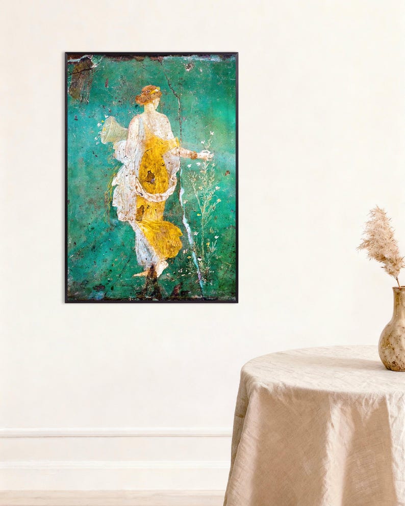 Poster of Pompeii Flora Wall Fresco – Stabiae - Ancient Roman Painting Poster, with metal frame