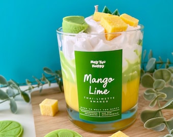 Mango Lime Kerze – tropische Dessert Kerze mit Mango Limette | fruchtig, spritzig und sommerlich | Sojawachs | Geschenkidee