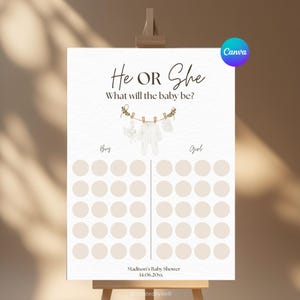 Editable Gender Reveal Voting Board Cast Your Vote Guess Boy or Girl Game Sign Minimalist Modern Baby Shower Game Printable