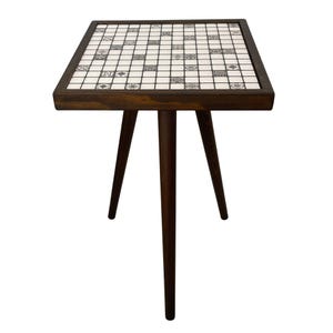 Mosaic Tile Side Table, Mexican Walnut Accent Table
