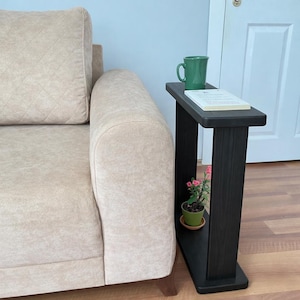 Walnut Small Side Table, Slim Solid Wood End Table for Tiny Spaces