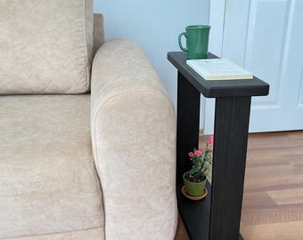 Walnut Small Side Table, Slim Solid Wood End Table for Tiny Spaces