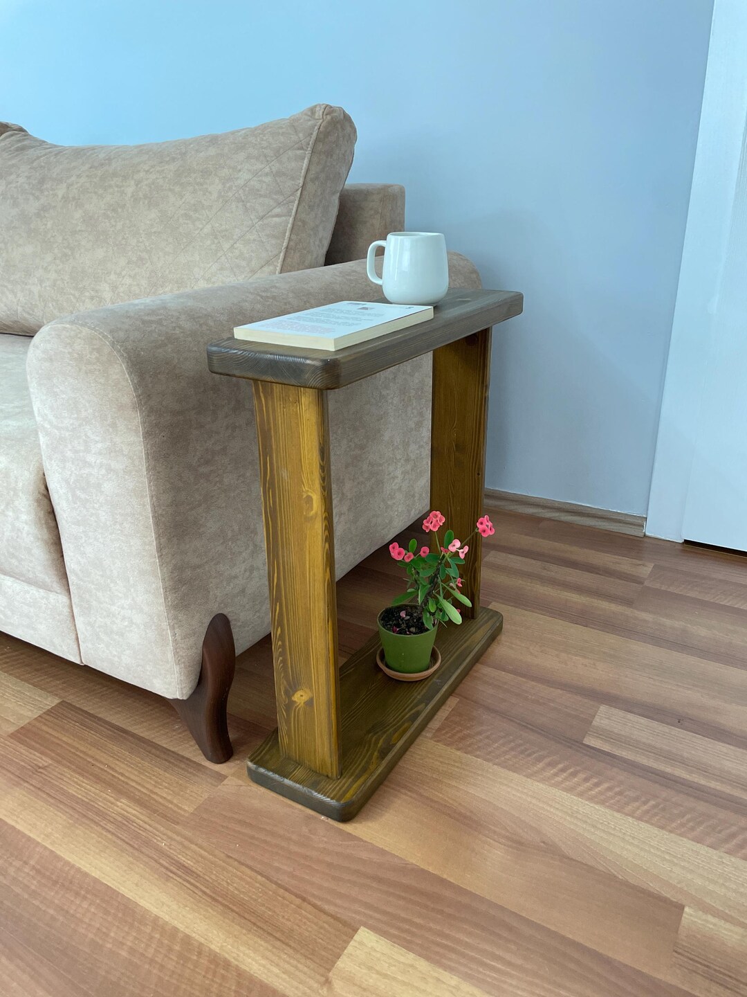 Slim Solid Wood Side Table: Skinny Couch Table for Small Spaces - Etsy