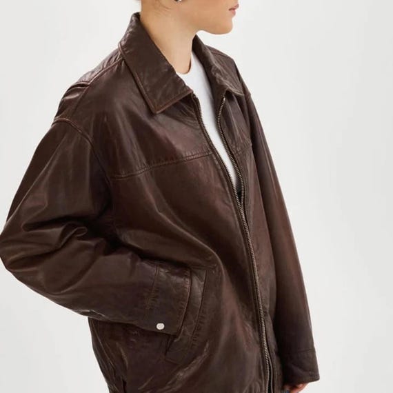 1980s Oversized Retro Distressed Vintage Brown Handmade Real