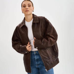 1980s Oversized Retro Distressed Brown Vintage Handmade Real
