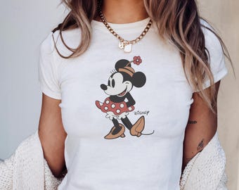 Retro Minnie Maus Disney Baby T-Shirt, Klassisches Minnie Baby T-Shirt, Magic Kingdom Shirts, Klassisches Mickey Baby T-Shirt, Y2k 90er Jahre Stil Minnie Maus T-Shirt