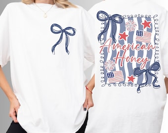 Comfort Colors American Honey T-Shirt, Patriotic 4th of July Graphic Tee