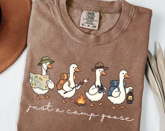 Cute Goose Camping Shirt, Funny Outdoor Adventure Tee, Cozy Camper Comfort Colors Shirt, Hiking Duck Gift for Nature Lovers