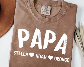 Comfort Colors® Personalized Papa Shirt With Kids Names, Papa Tshirt, Father's Day Gift, Dad Tee, Gift for Dad Papa with Kids Names