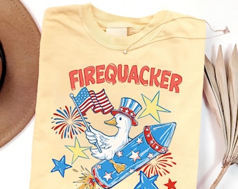 Comfort Colors® Funny July 4th Shirt, Funny Goose Shirt, Independence Day Tee, USA Shirt, Patriotic Shirt, Firequacker Shirt, July 4th Gift