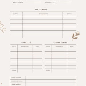 Budget Planner German