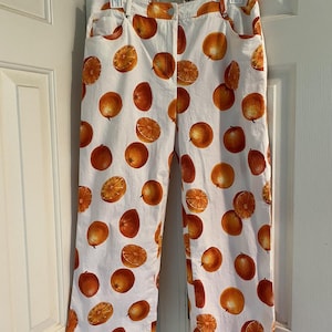 Unique Cotton &quot;& Trousers&quot; Orange Print Summer 3/4 Pant Women&#39;s Size 10