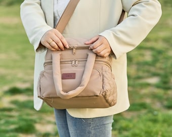 Regalo personalizado de agradecimiento para profesores, bolsa de almuerzo con parche de cuero vegano y nombre personalizado, regalo de jubilación para profesores, bolsa de mano aislante de doble capa.