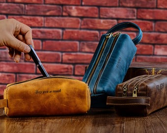 Personalized Leather Pencil Case, Handmade Makeup Brush Holder