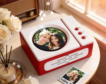Personalized Mini Record Player with Custom Photo & Song - Unique Music Christmas Gift Fully Photo Disc