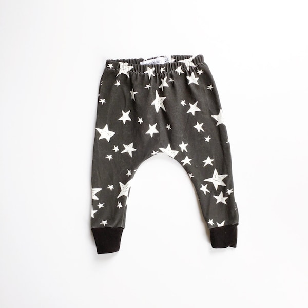 2/3t zwarte en witte sterren harems, peuter harems, de kleren van de baby van de hipster, doek luier