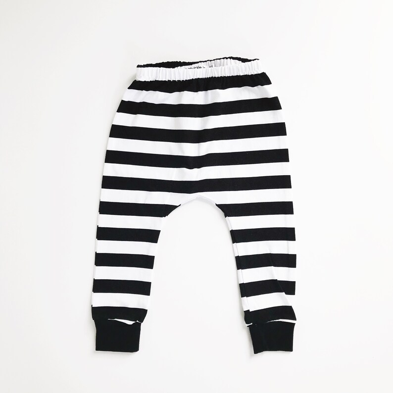 black and white striped baby leggings