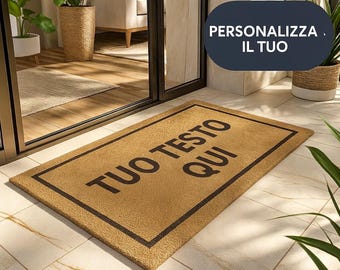 Il tuo testo ! Zerbino Personalizzato in Fibra di Cocco – Incisione Laser – Welcome Mat Ingresso Casa – Idea Regalo Nuova Casa